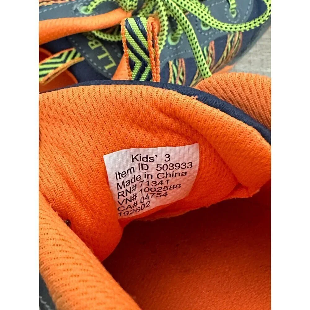 L.L. Bean Kids 3 Multicolor Trail Shoes With Neon Accents